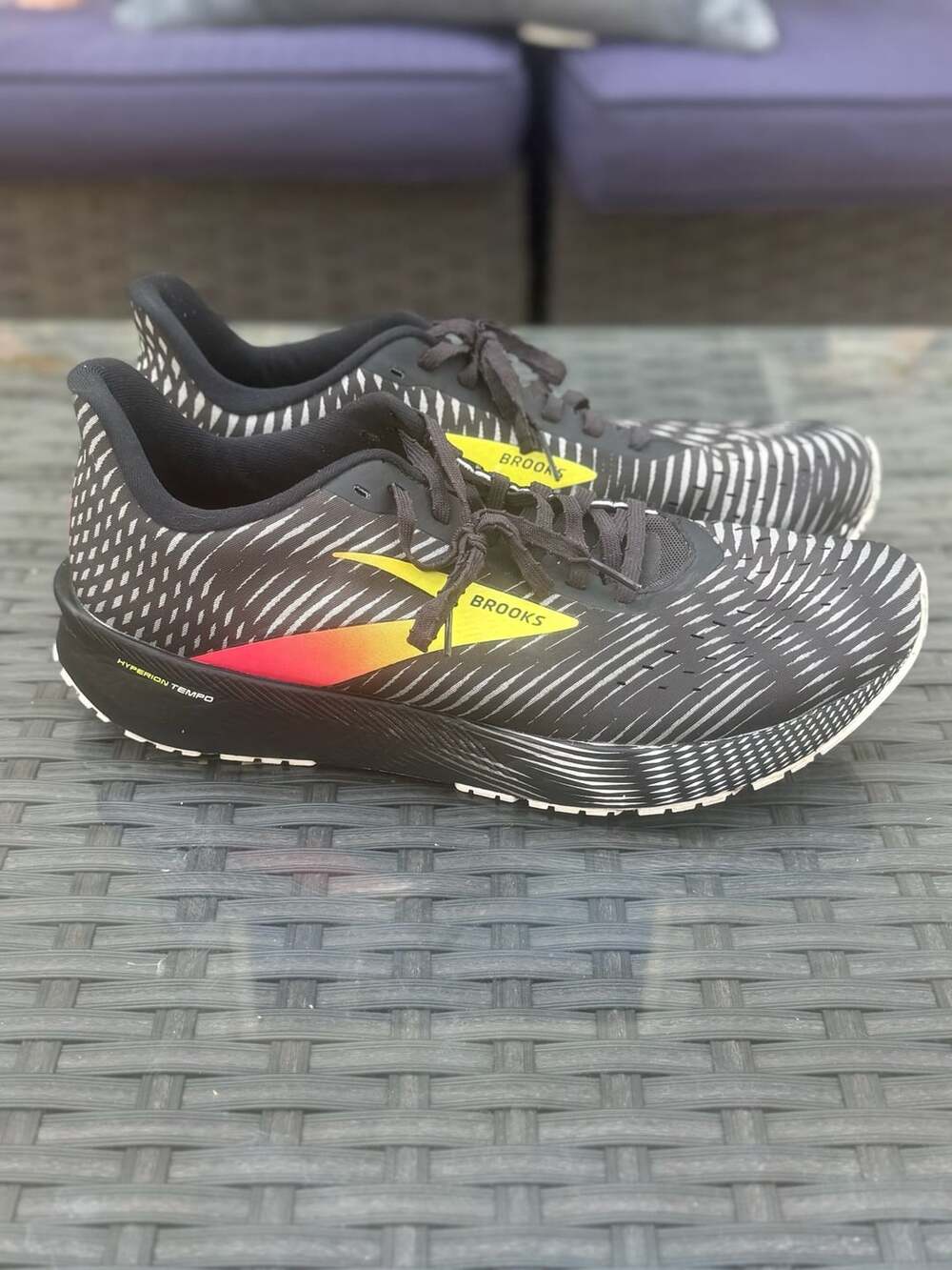 Brooks Hyperion Tempo Size 12 Black White Yellow Road Running Shoes